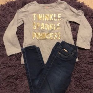 Mayoral jeans and gray top